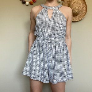 Francesca's Miami Blue Patterned Romper Size Small
